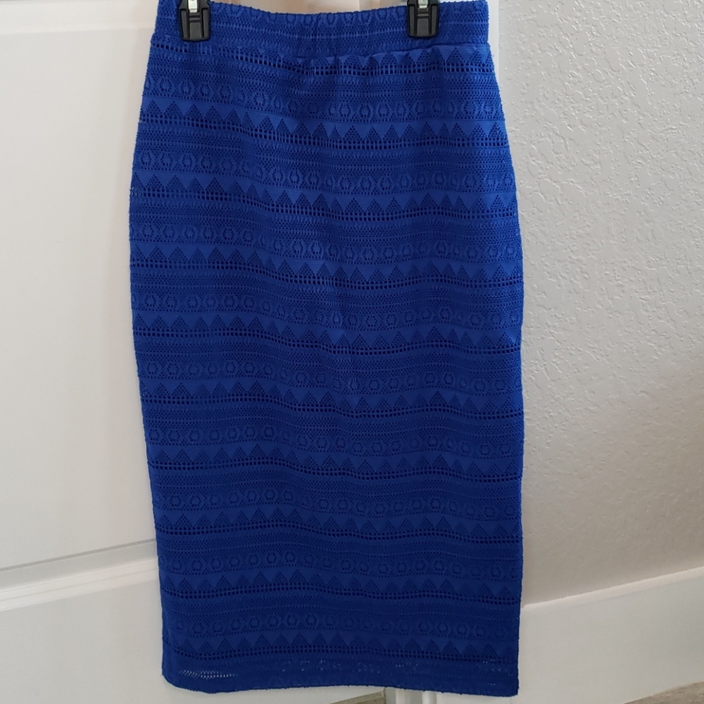 Cobalt blue pencil skirt